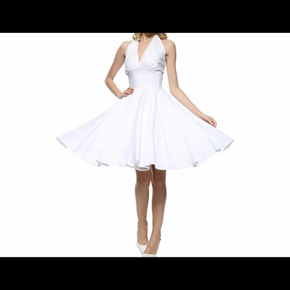 White Swing Dress With Halter Tie at the Neck